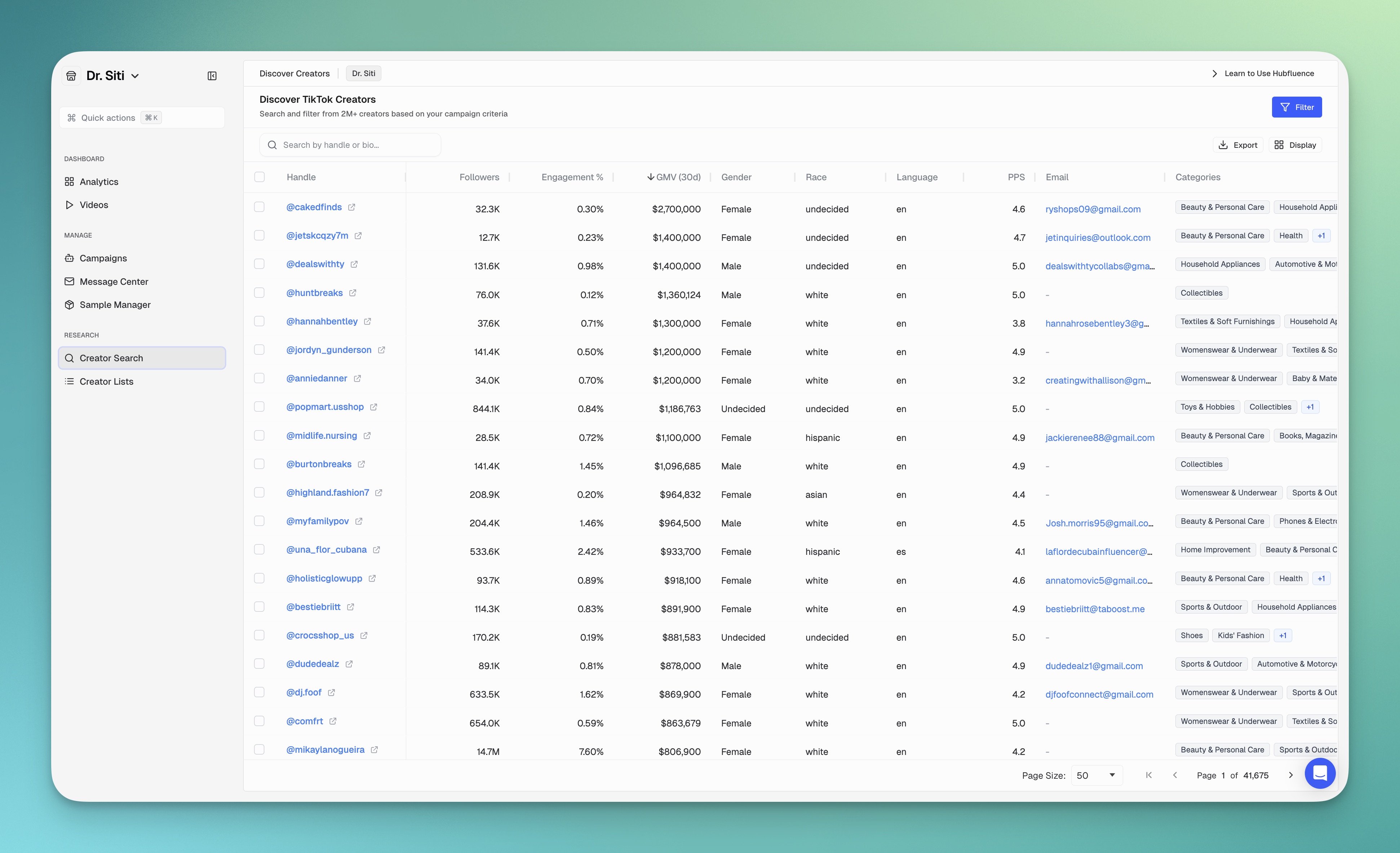 Search Creator Database