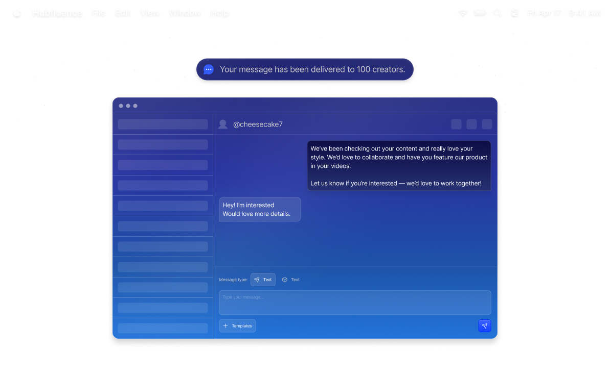 Hubfluence creator messaging